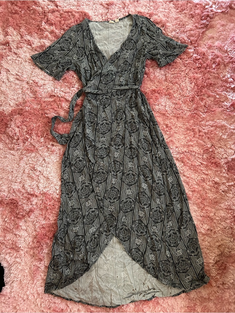 Roxy Black Paisley Wrap Maxi Dress